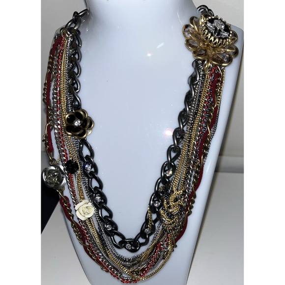 Juicy Couture Multi Chain Strand Necklace Vintage Mixed Tone Rare - Picture 1 of 10